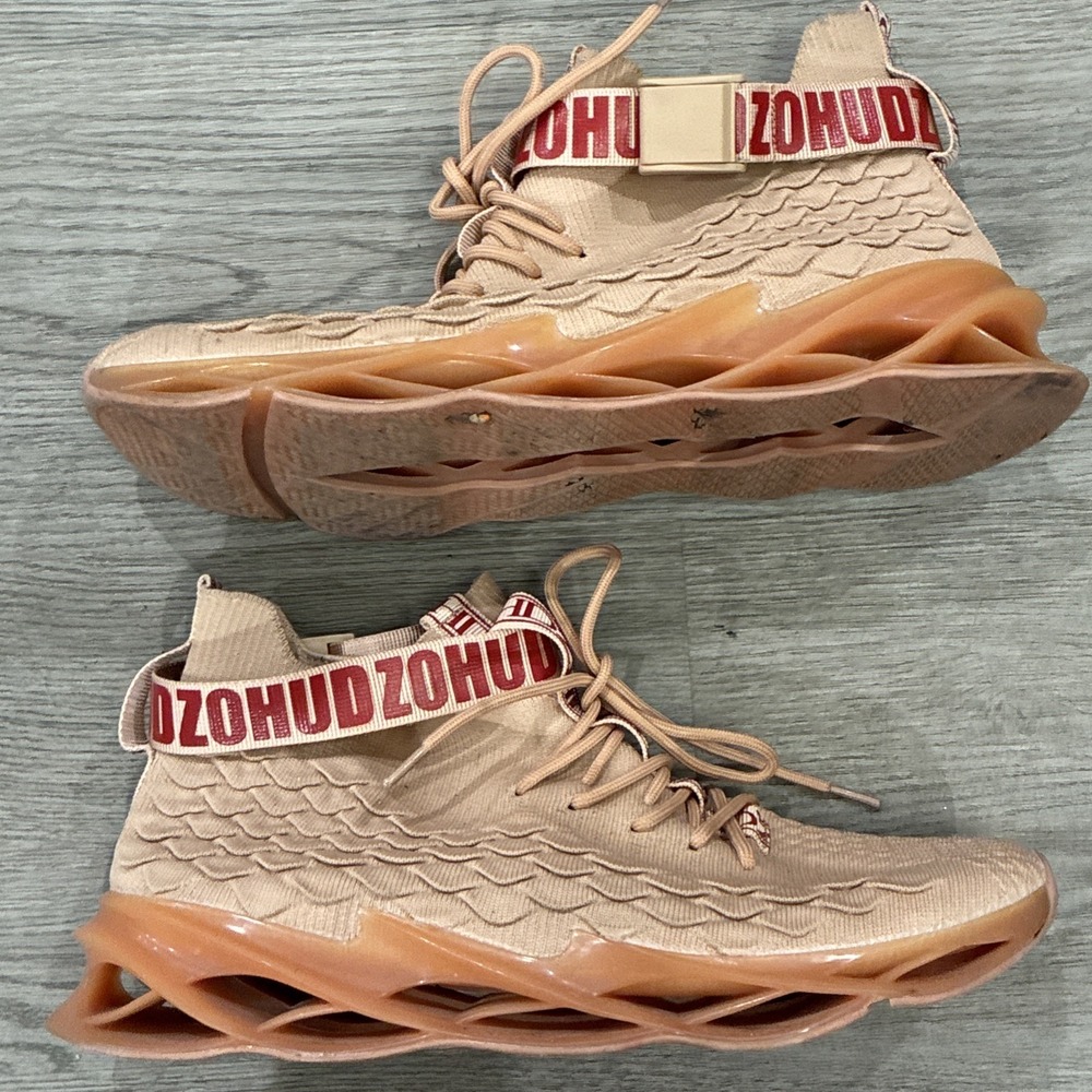 ZOHUD Salmon Pink Scale Patterned High top Sneaker Shoes | Size 11 - Picture 4 of 7